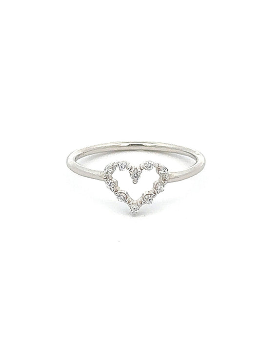 Simplistic, Lighthearted, Heart, Sterling Silver, Rhodium Ring