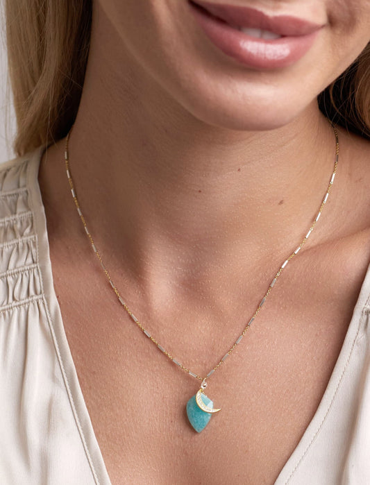 Green Larimar, Moon Necklace