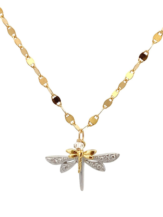 Sky Lit, Double Dragonfly Necklace