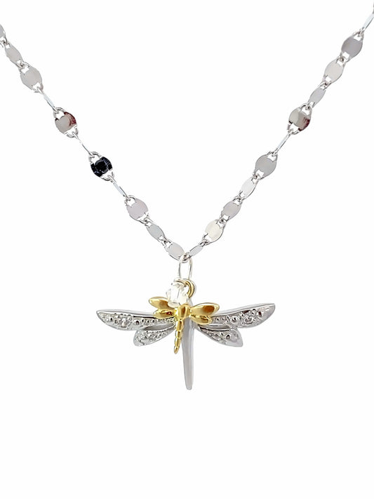 Sky Lit, Double Dragonfly Necklace
