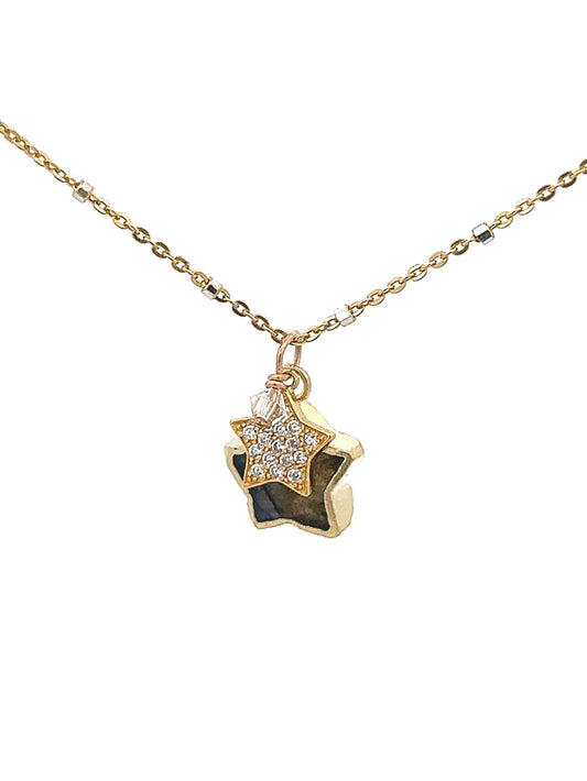 Golden, Double Star Necklace