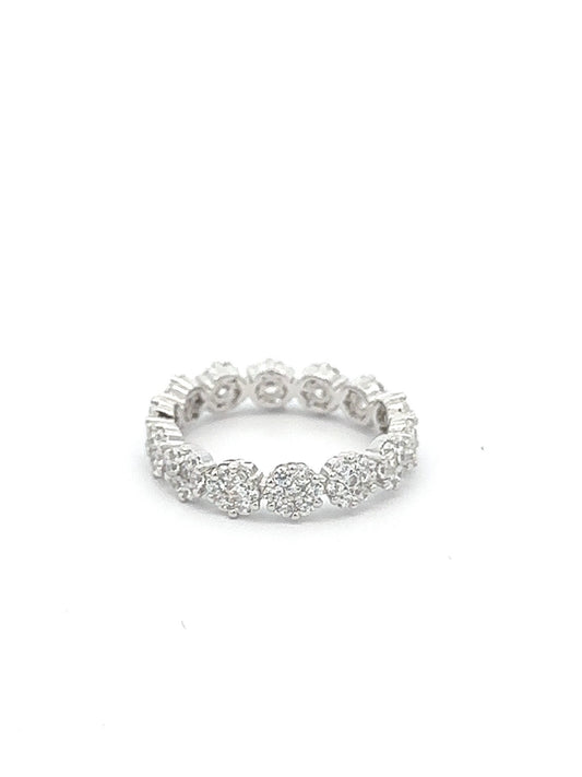 Floral Infinity Cz, Sterling Silver, Rhodium Ring