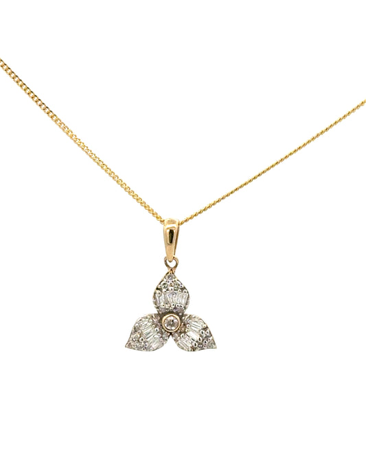 10K Diamond Three Petal, Pendant Only