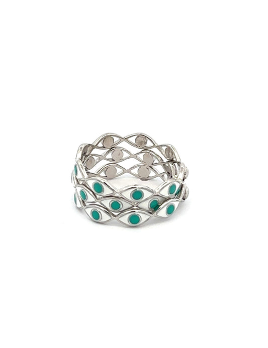 Lucky Eye Blue and White Ring