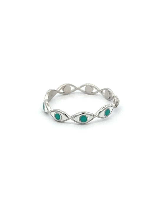 Lucky Eye Blue and White Ring