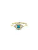 Turquoise and Gold Lucky Eye CZ Ring