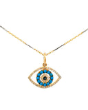 14K Turquoise, Sapphire and Diamond Evil Eye, Pendant Only