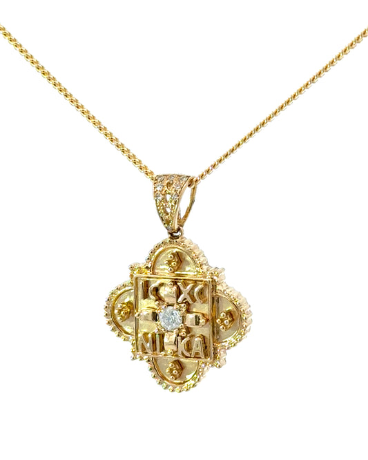 14K NIKA Diamond Greek Cross, Pendant Only