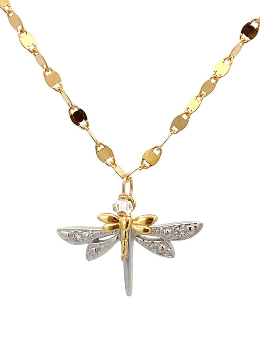 Sky Lit, Double Dragonfly Necklace