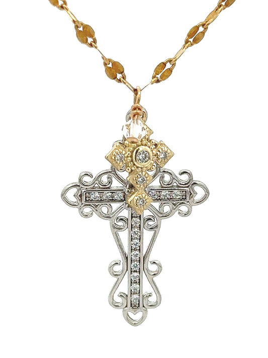 Double Cross Shimmer Necklace