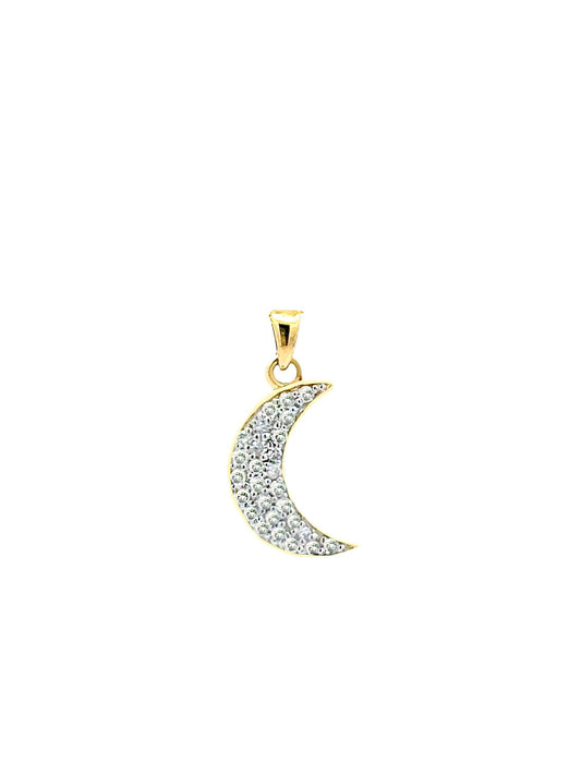 10K Gold, Diamond Starry Night Moon (Small), Pendant Only