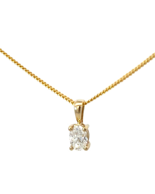14k, Oval Diamond, 1/2 CTW Solitaire, Pendant Only
