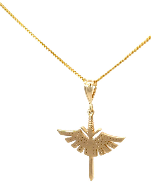 14K Diamond, Archangel Micheal Winged Sword, Pendant Only