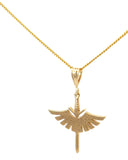 14K Diamond, Archangel Micheal Winged Sword, Pendant Only