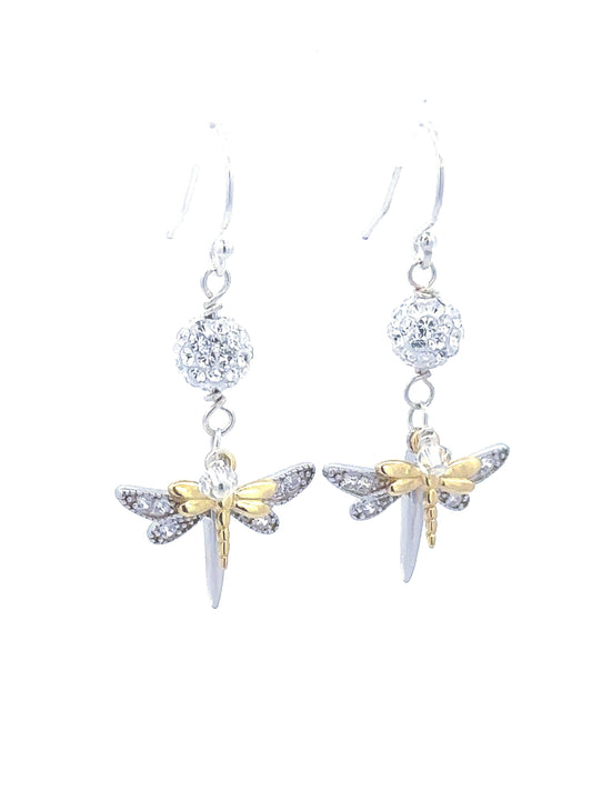 Double Dragonfly, Pave Earrings