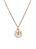 White Pearl Coin Dragonfly Necklace