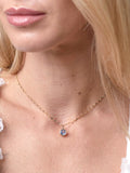 14K Natural Blue, Topaz Circle, Pendant Only