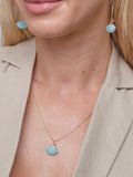 Green Larimar, Floral Fan Necklace