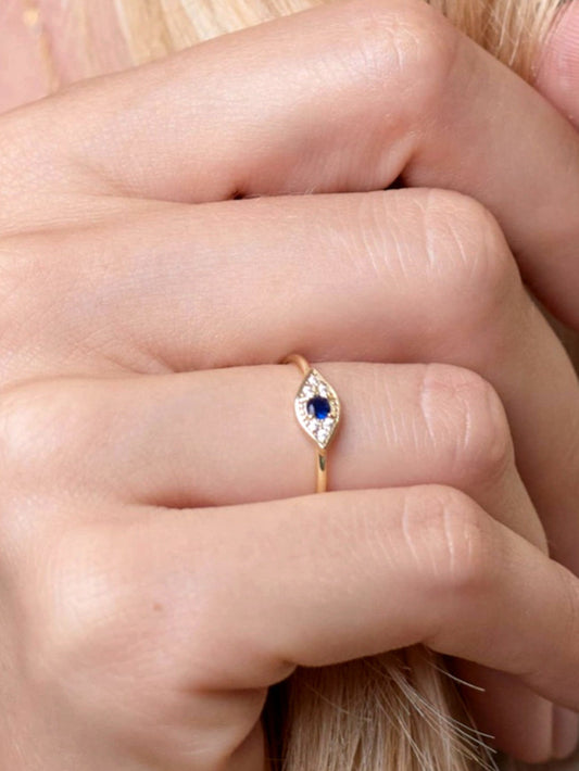 Golden Blue Lucky Eye  Ring