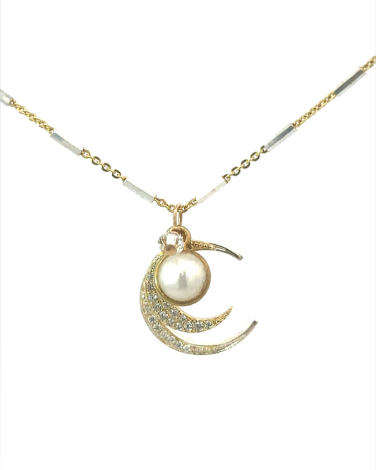 Pearl Double Moon Necklace