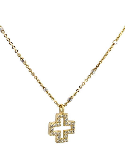 Golden, Tiny Greek Cross Necklace