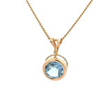 14K Natural Blue, Topaz Circle, Pendant Only