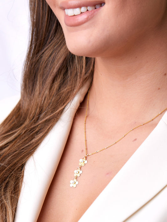 Three Golden Floral Necklace