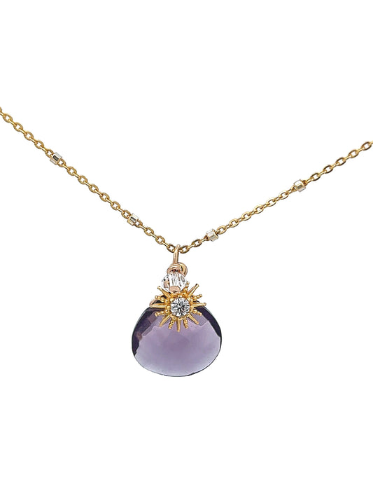 Sunburst Heart Drop Necklace
