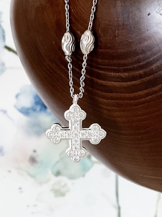 Sterling Byzantine Cross Necklace