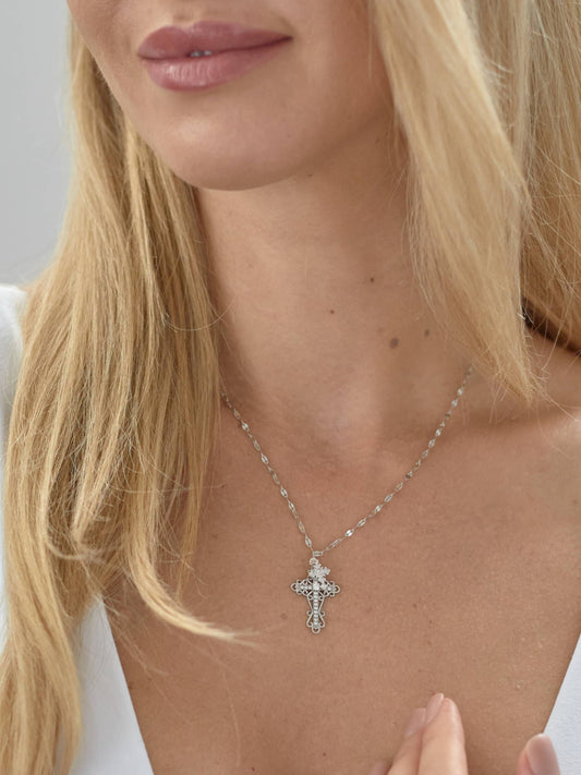 Double Cross Shimmer Necklace