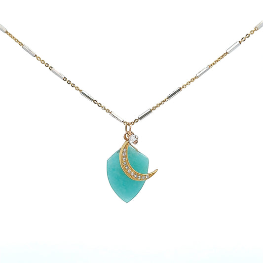 Green Larimar, Moon Necklace