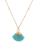 Green Larimar, Floral Fan Necklace