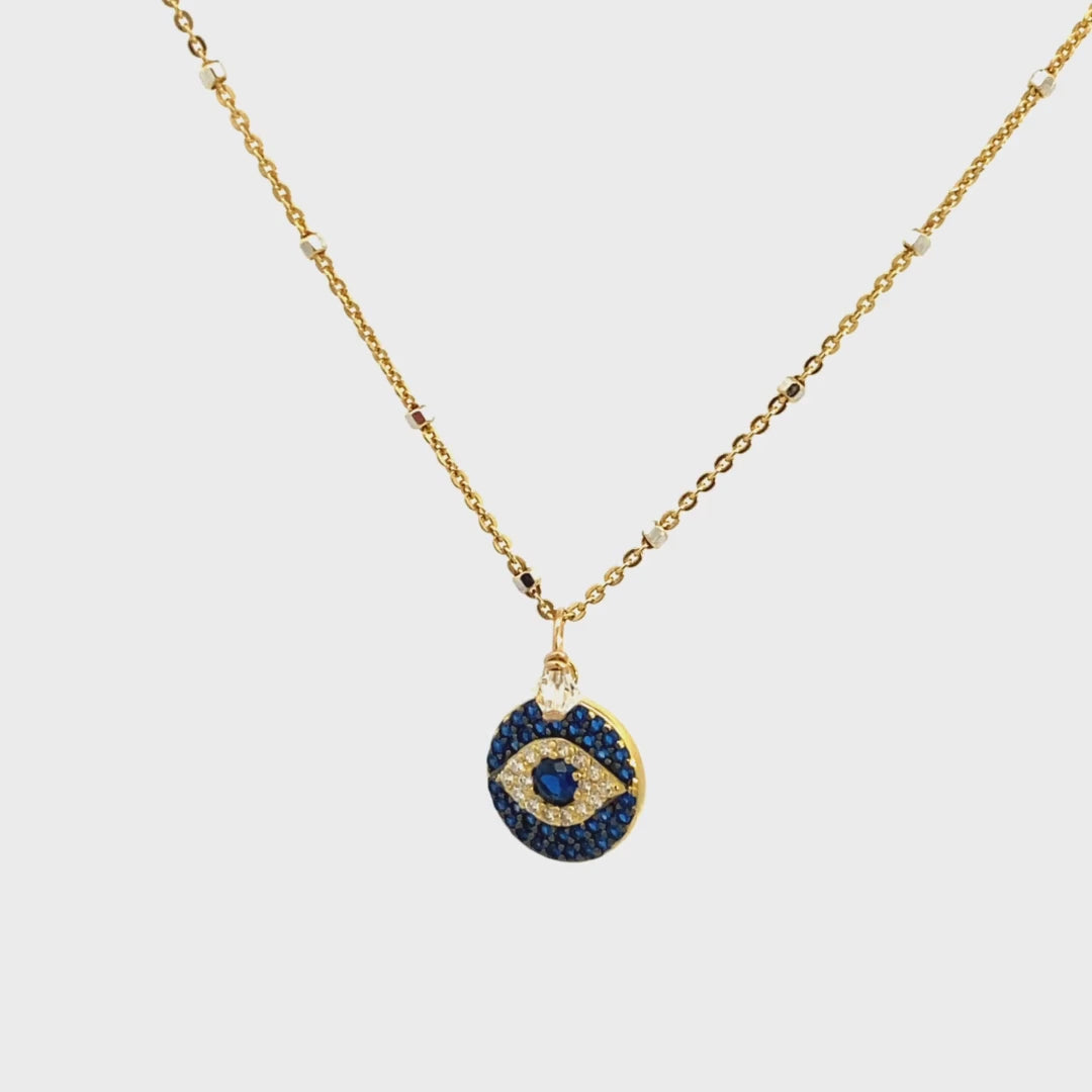 CZ, Sapphire Blue Eye Necklace