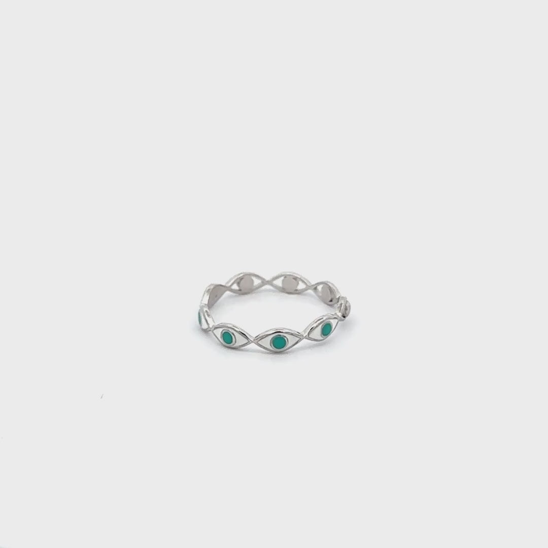 Lucky Eye Blue and White Ring