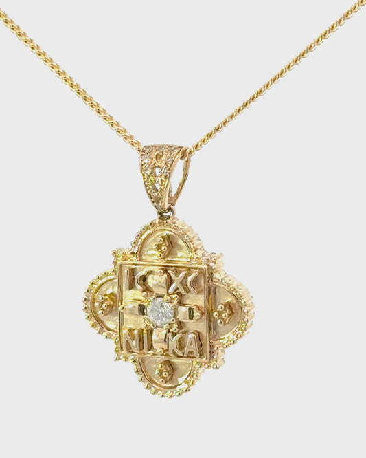 14K NIKA Diamond Greek Cross, Pendant Only