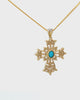 14K Turquoise Filigree Cross, Pendant Only