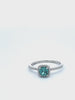 Green Halo Cz, Rhodium, Sterling Silver Ring