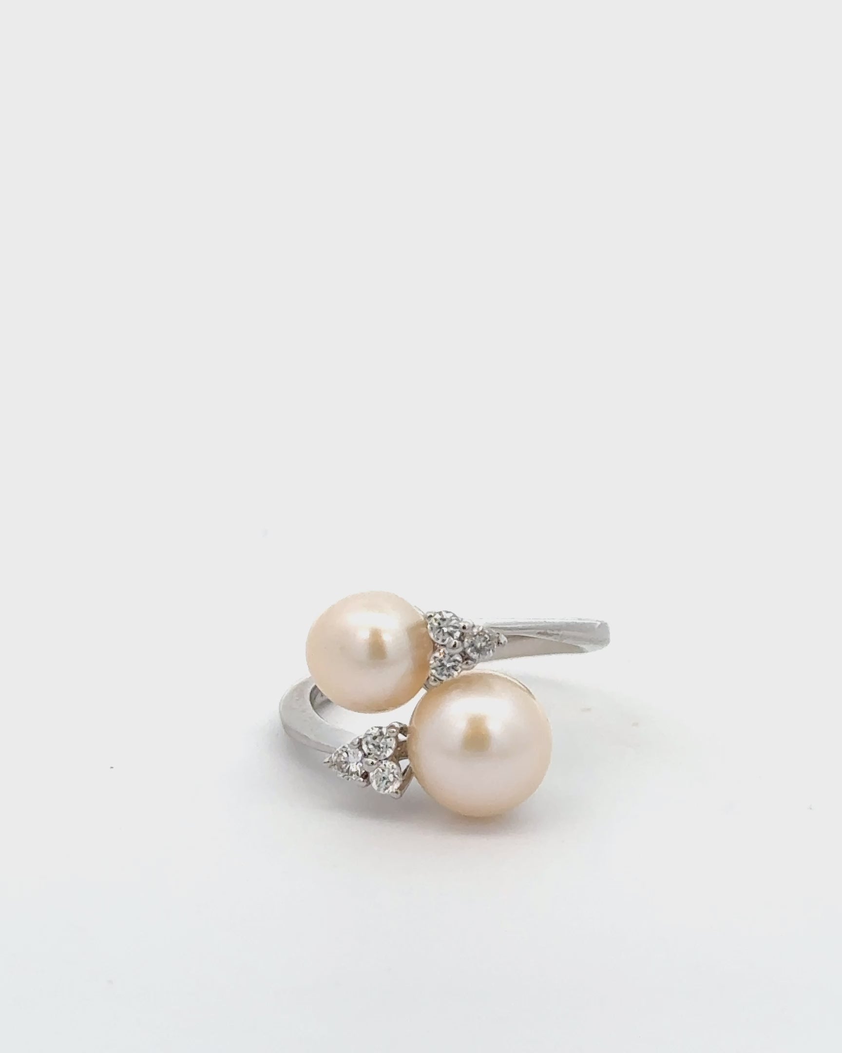White Double Freshwater Pearl Ring
