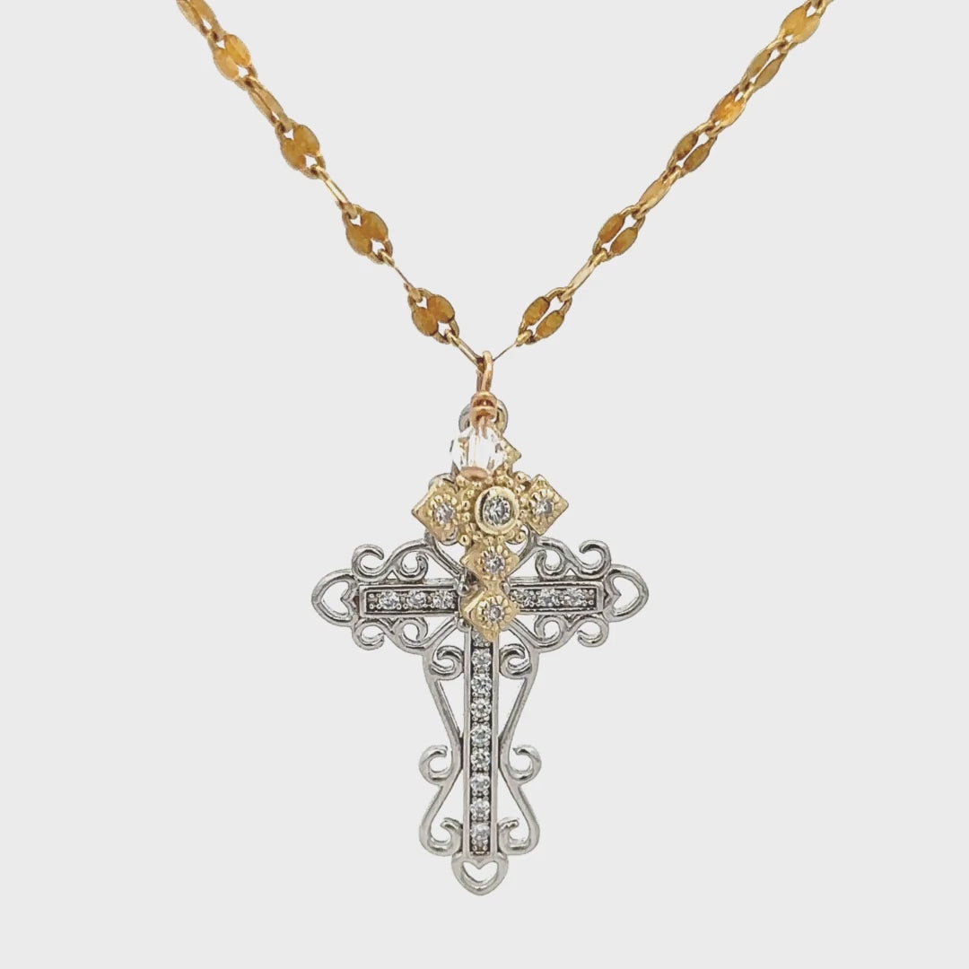 Double Cross Shimmer Necklace