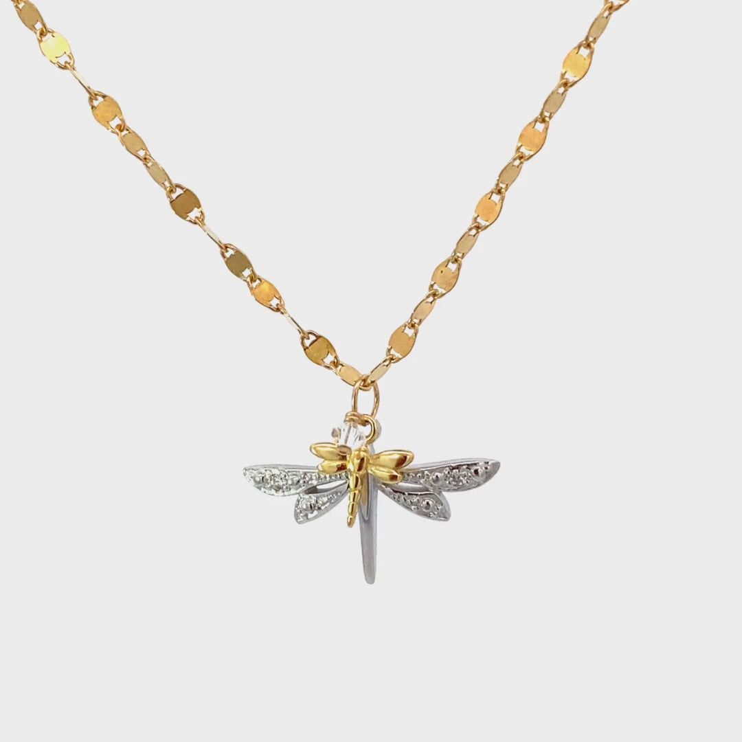 Sky Lit, Double Dragonfly Necklace