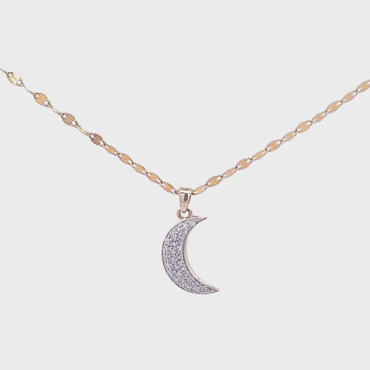 10K Gold, Diamond Starry Night Moon (Small), Pendant Only