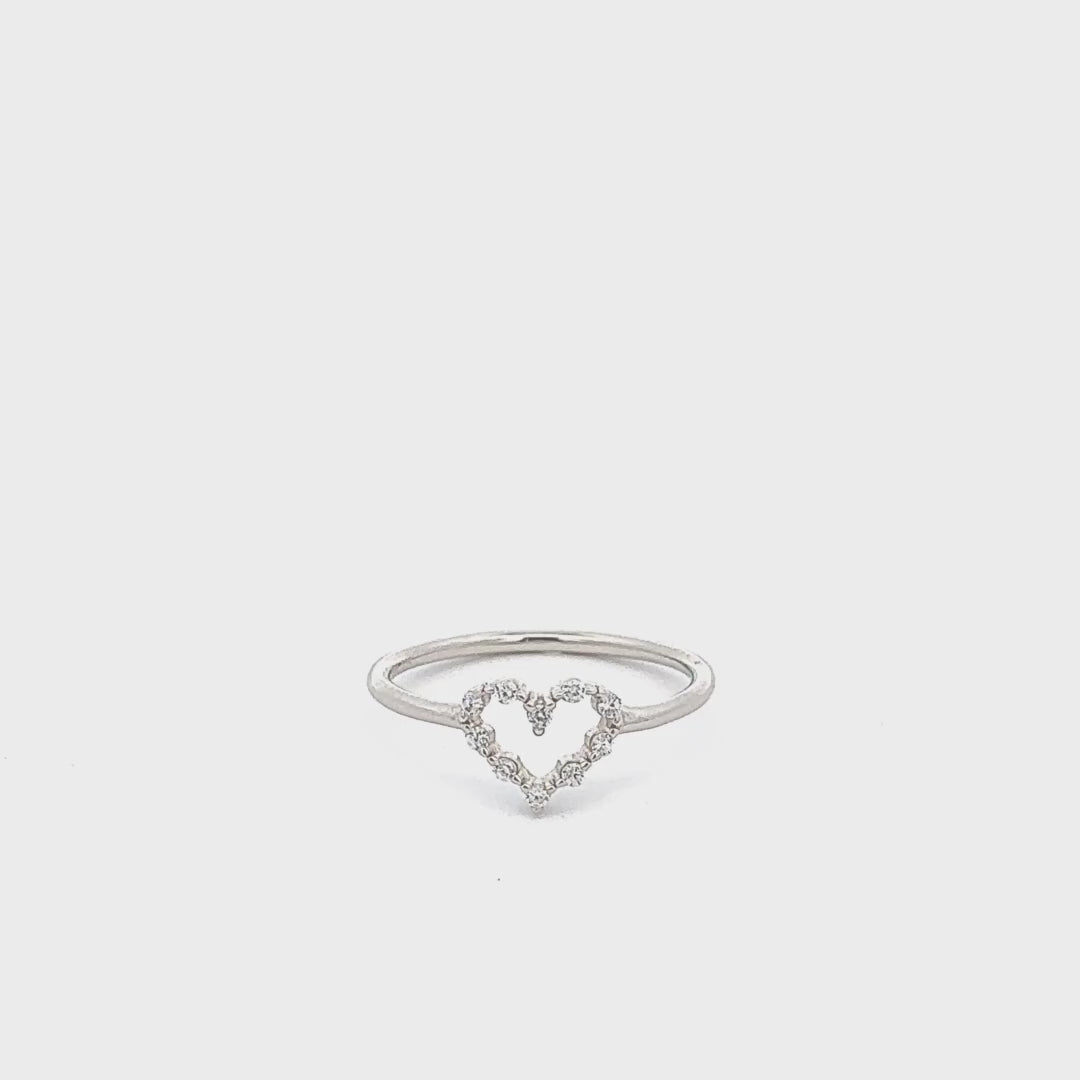 Simplistic, Lighthearted, Heart, Sterling Silver, Rhodium Ring