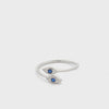 Double, Lucky Eye Sterling Silver, Rhodium Ring - Adjustable