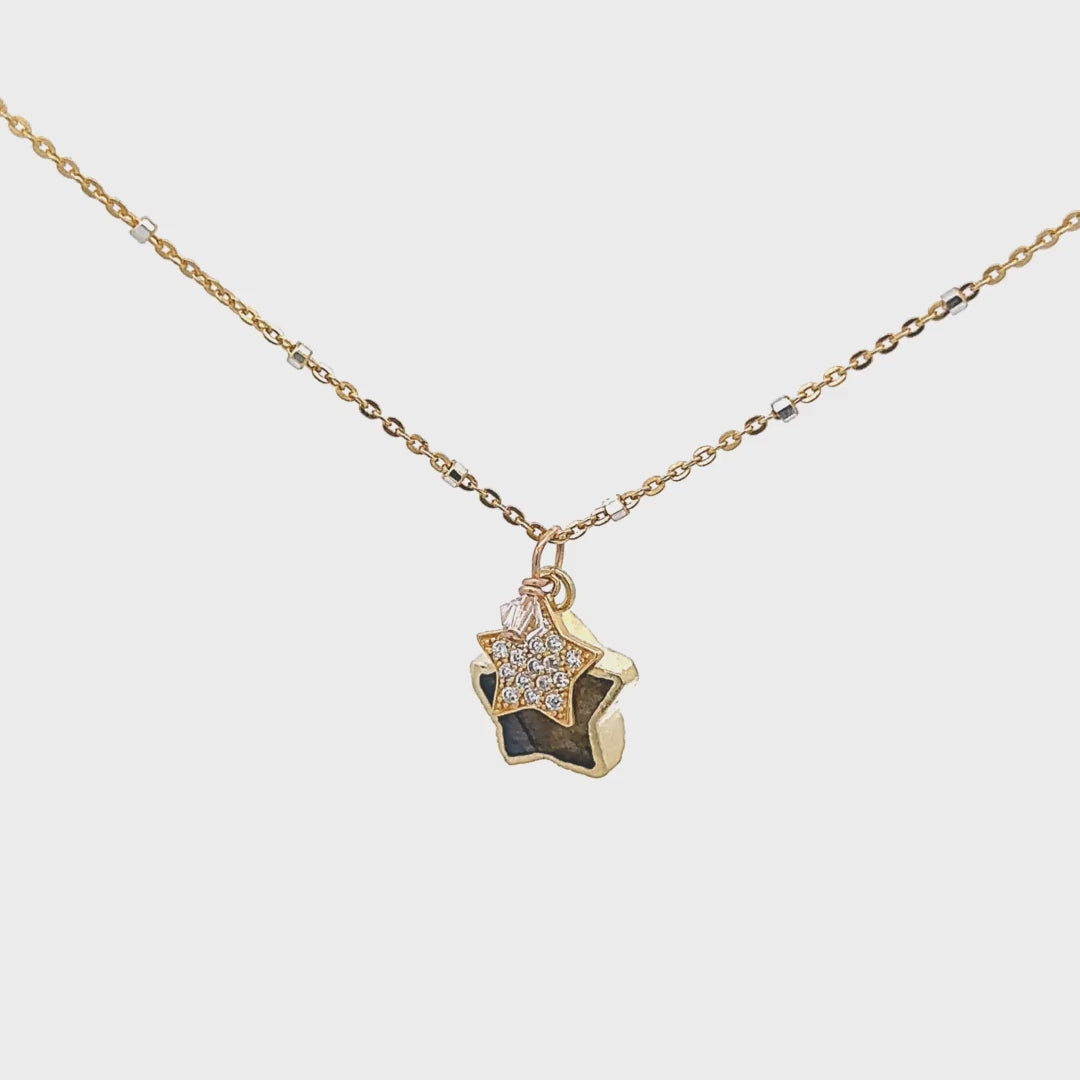 Golden, Double Star Necklace