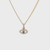 Tiny, 14K Natural Diamond & Blue Sapphire, Modern Evil Eye, Pendant Only