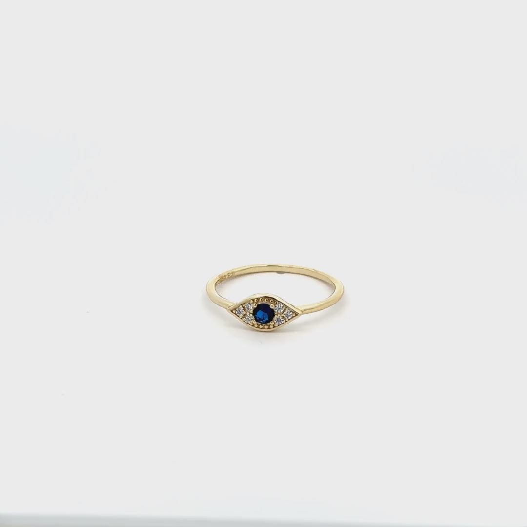 Golden Blue Lucky Eye  Ring